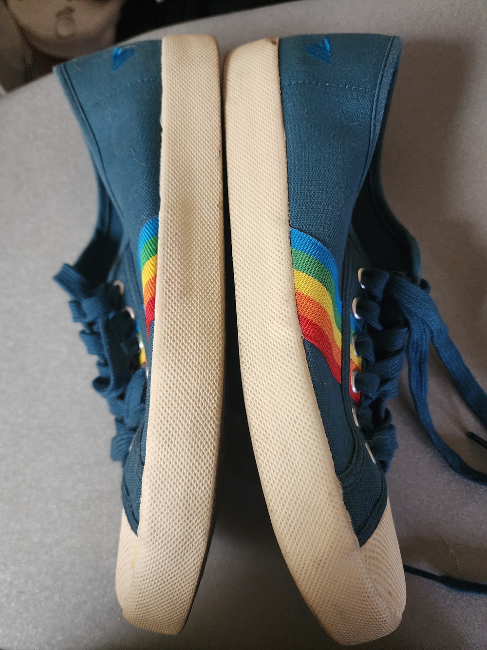 Gola Blue Canvas Sneakers with Rainbow Stripe - Picture 4 of 8